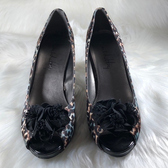 Sam & Libby Blue Brown Leopard Print High Heels - Picture 6 of 8